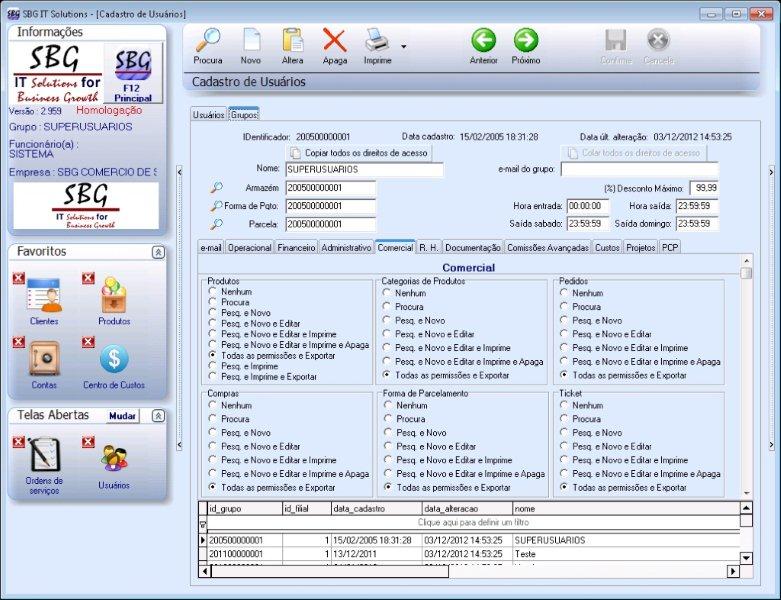 Sistema de Gestão ERP Controle de Acesso - Software de Gestão ERP Controle de Acesso